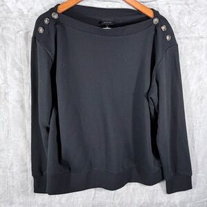 Who What Wear Black Button Shoulder Pullover Sweatshirt Women’s XL
